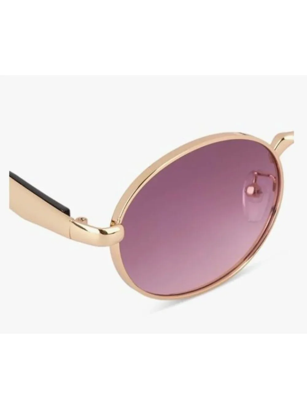 Oval Gold Metal Frame Sunglasses Purple Gradient Lenses Retro Vintage Black Arms